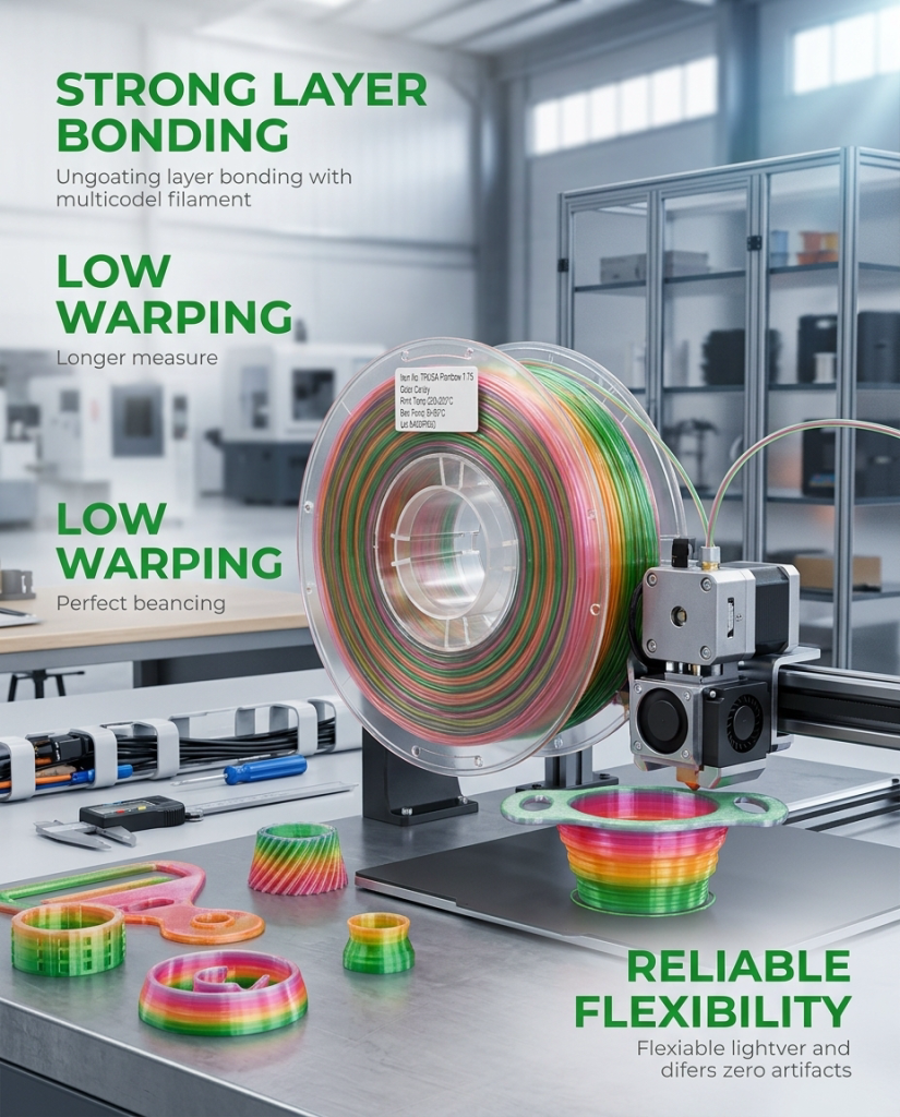 Tpu Flexible Filament - 98a TPU Filament 1.75mm Multicolor Rainbow