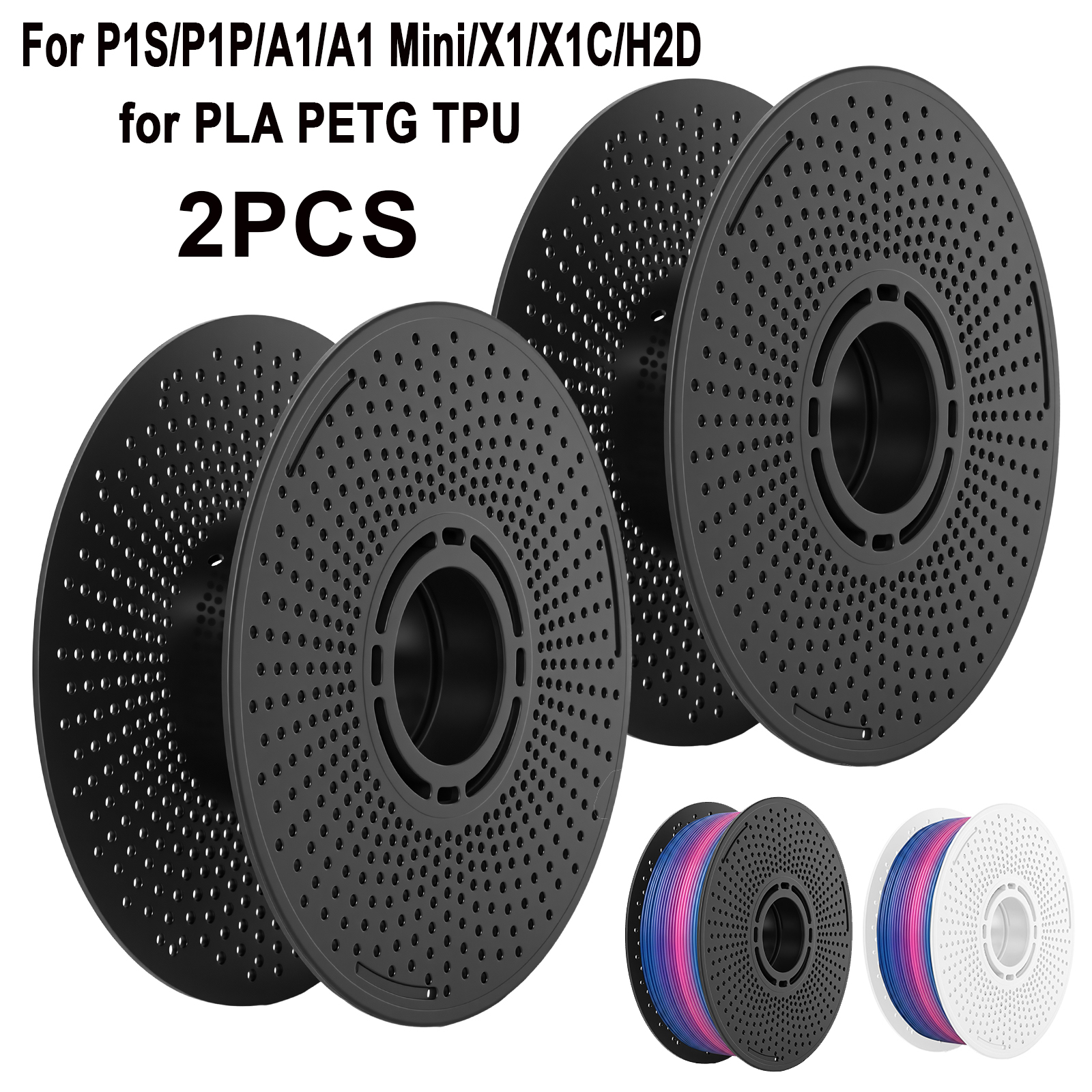 Carbon Fiber Filament - 2Pcs Reusable 3D Filament Spool Detachable,