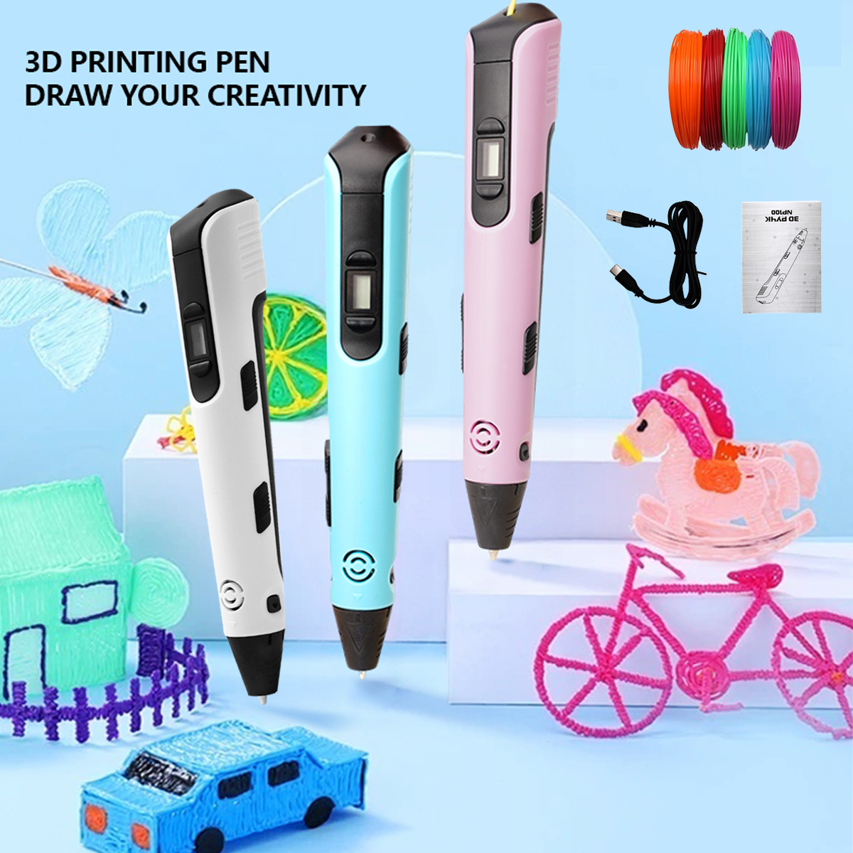Carbon Fiber Filament - Upgraded 3D Printing Pen 9 Meter