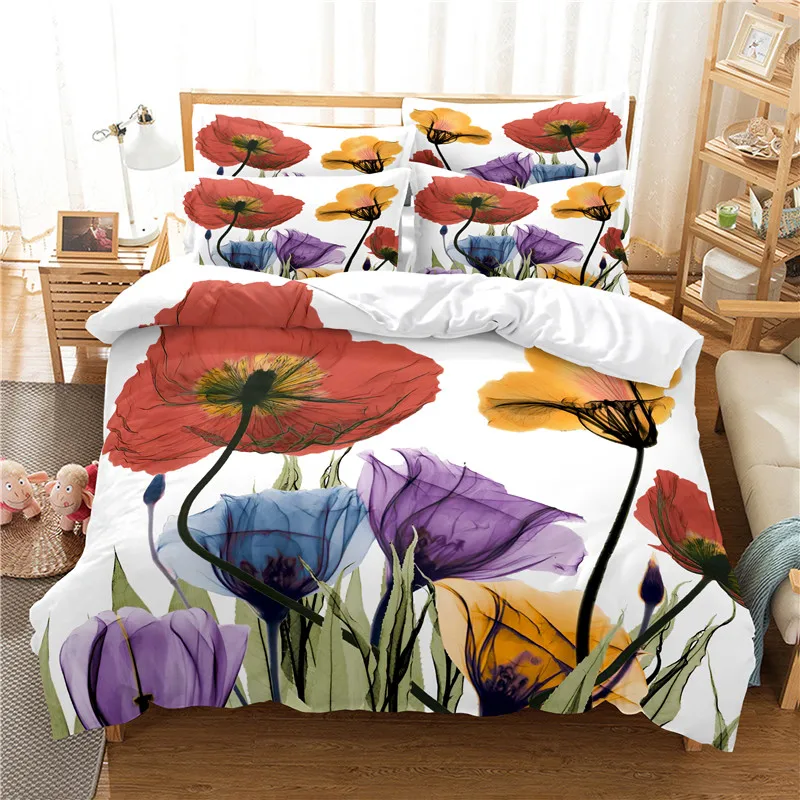 Flowers Bedding Set Duvet Cove - 3D Printing Ideas avaliação e preço