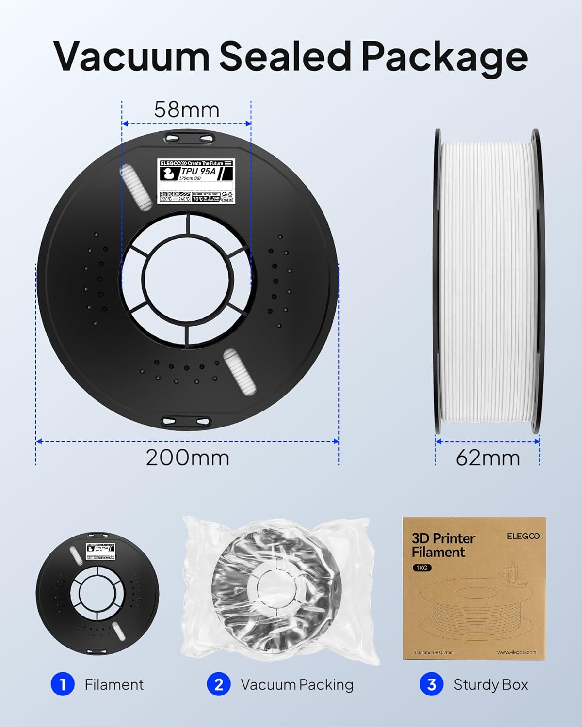 TPU Filament 1.75mm Black 1KG  - Tpu Flexible Filament avaliação e preço