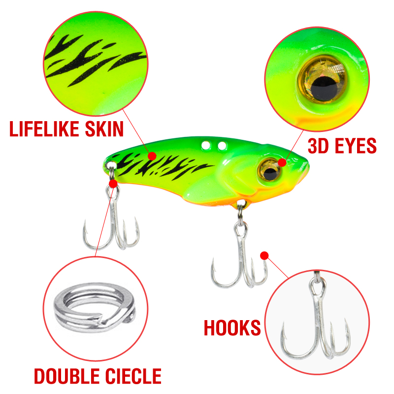 6PCS Metal VIB Lure 5g 7g 10g  - 3D Printing Lure avaliação e preço