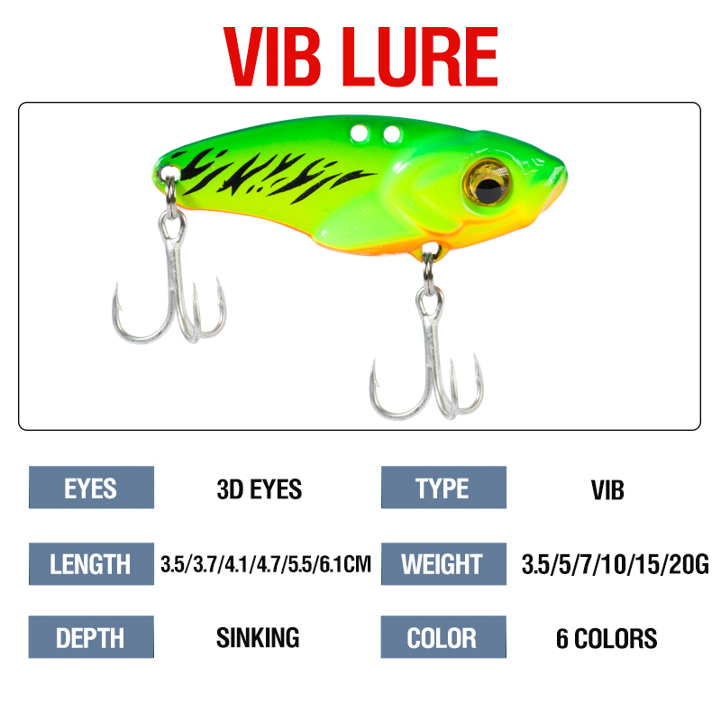 6PCS Metal VIB Lure 5g 7g 10g  - 3D Printing Lure avaliação e preço