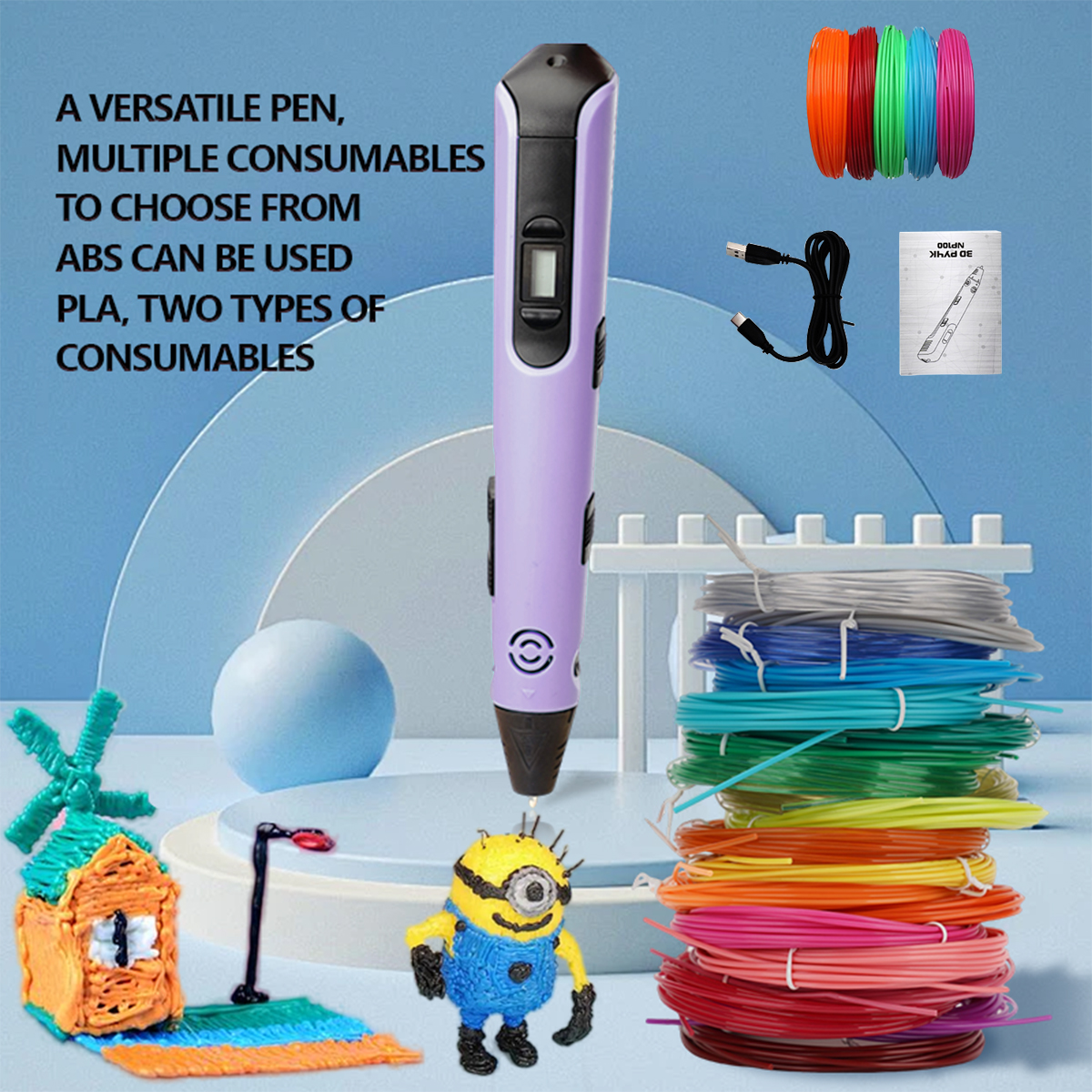 Upgraded 3D Printing Pen 9 Met - Carbon Fiber Filament avaliação e preço