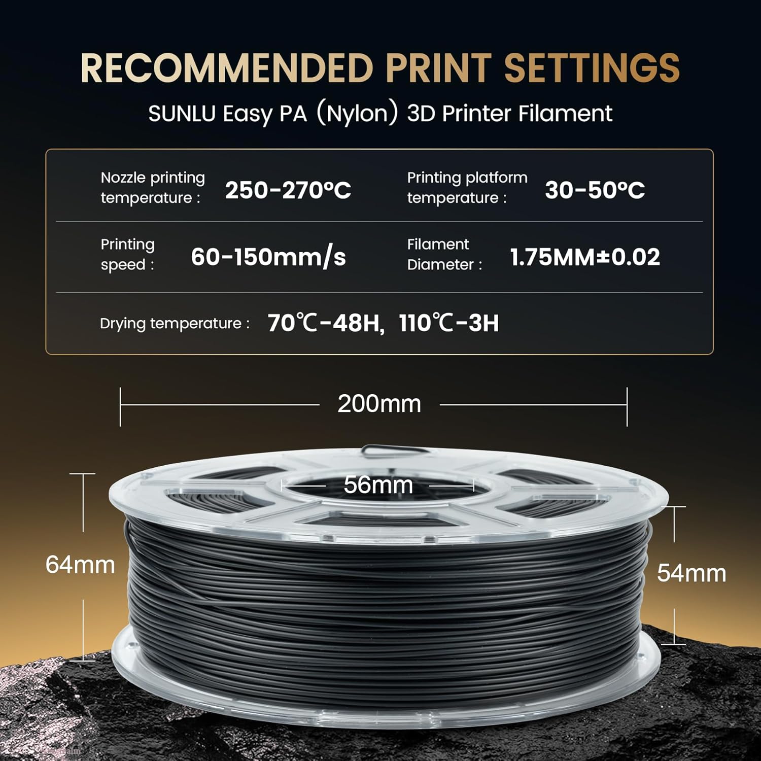 SUNLU 5KG Easy-to-Print Nylon  - 3D Printing Nylon Filament avaliação e preço