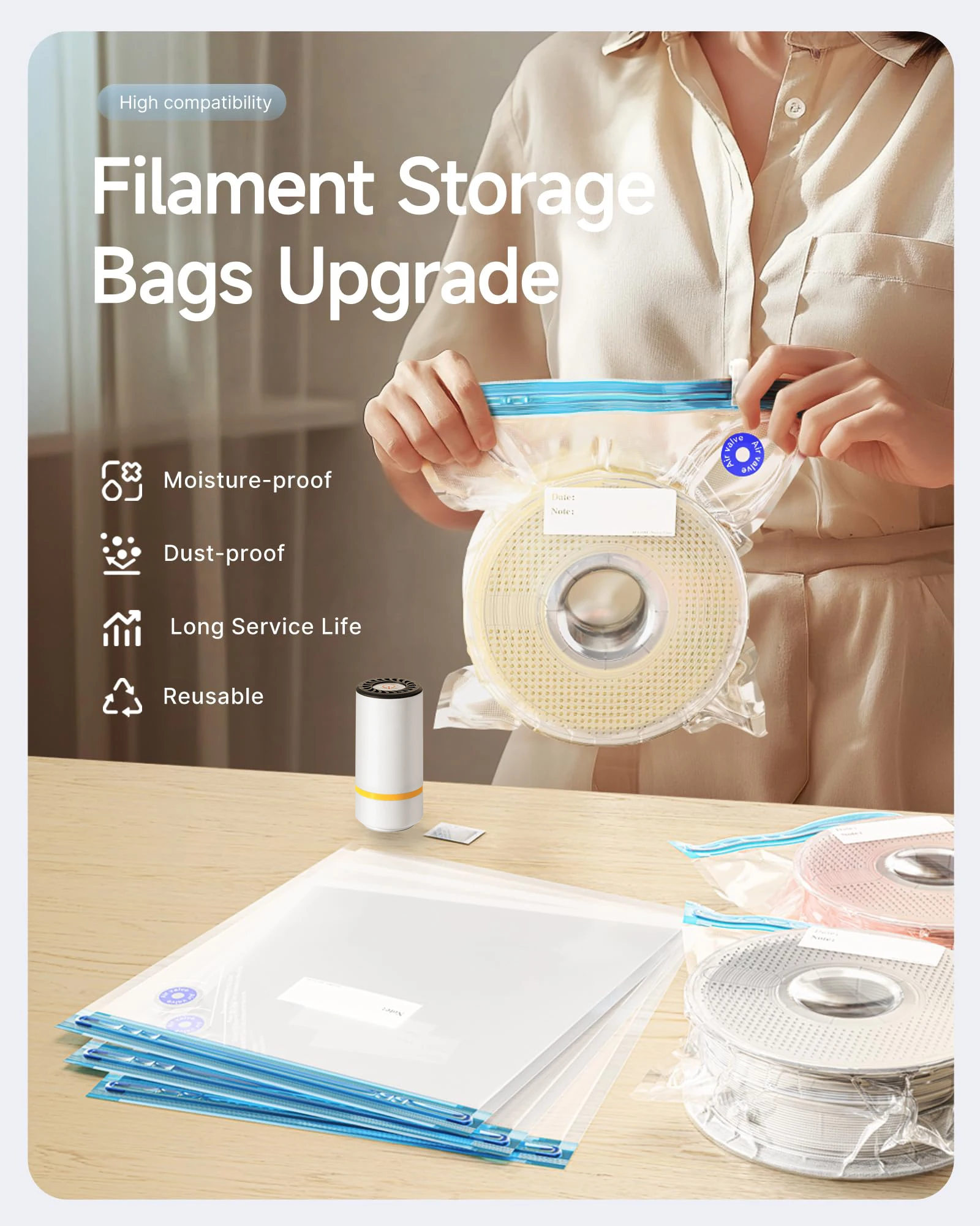 3D Printer Filament Vacuum Bag - Carbon Fiber Filament avaliação e preço