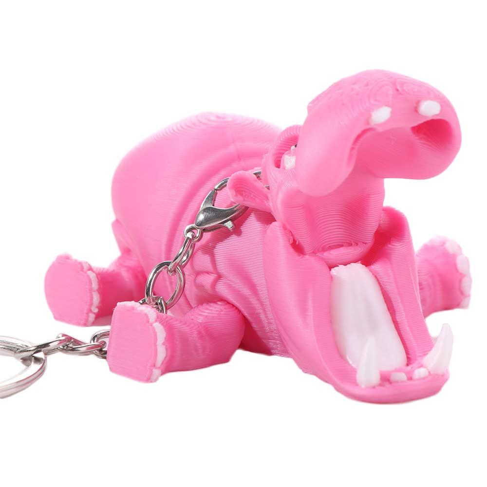 PLA Pink Hippopotamus Keychain - 3D Printing Joints avaliação e preço