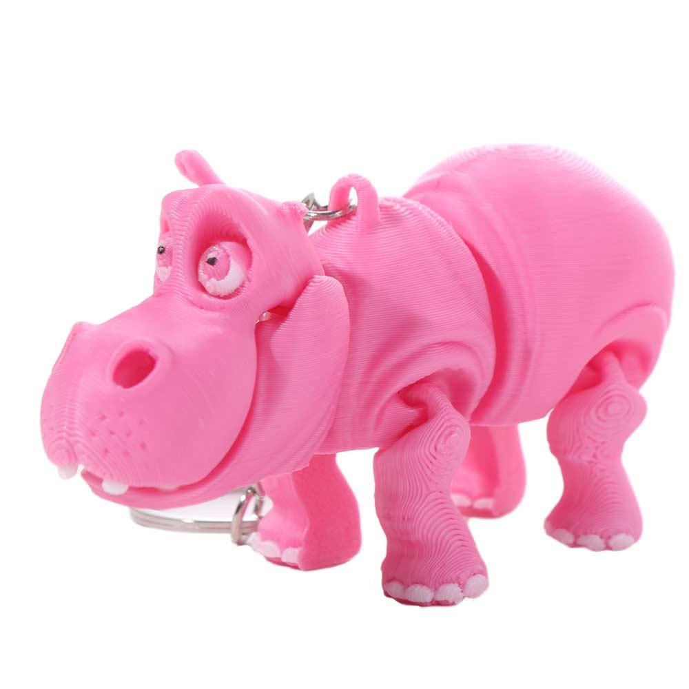 PLA Pink Hippopotamus Keychain - 3D Printing Joints avaliação e preço