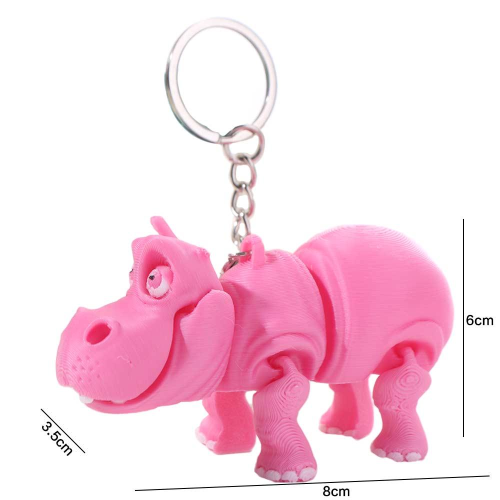 PLA Pink Hippopotamus Keychain - 3D Printing Joints avaliação e preço