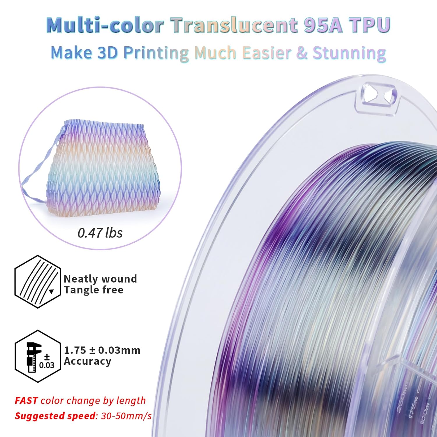 TPU Filament 1.75mm, Fast Colo - Tpu Flexible Filament avaliação e preço