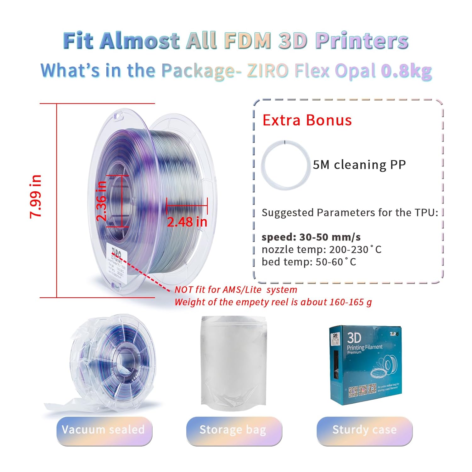 TPU Filament 1.75mm, Fast Colo - Tpu Flexible Filament avaliação e preço